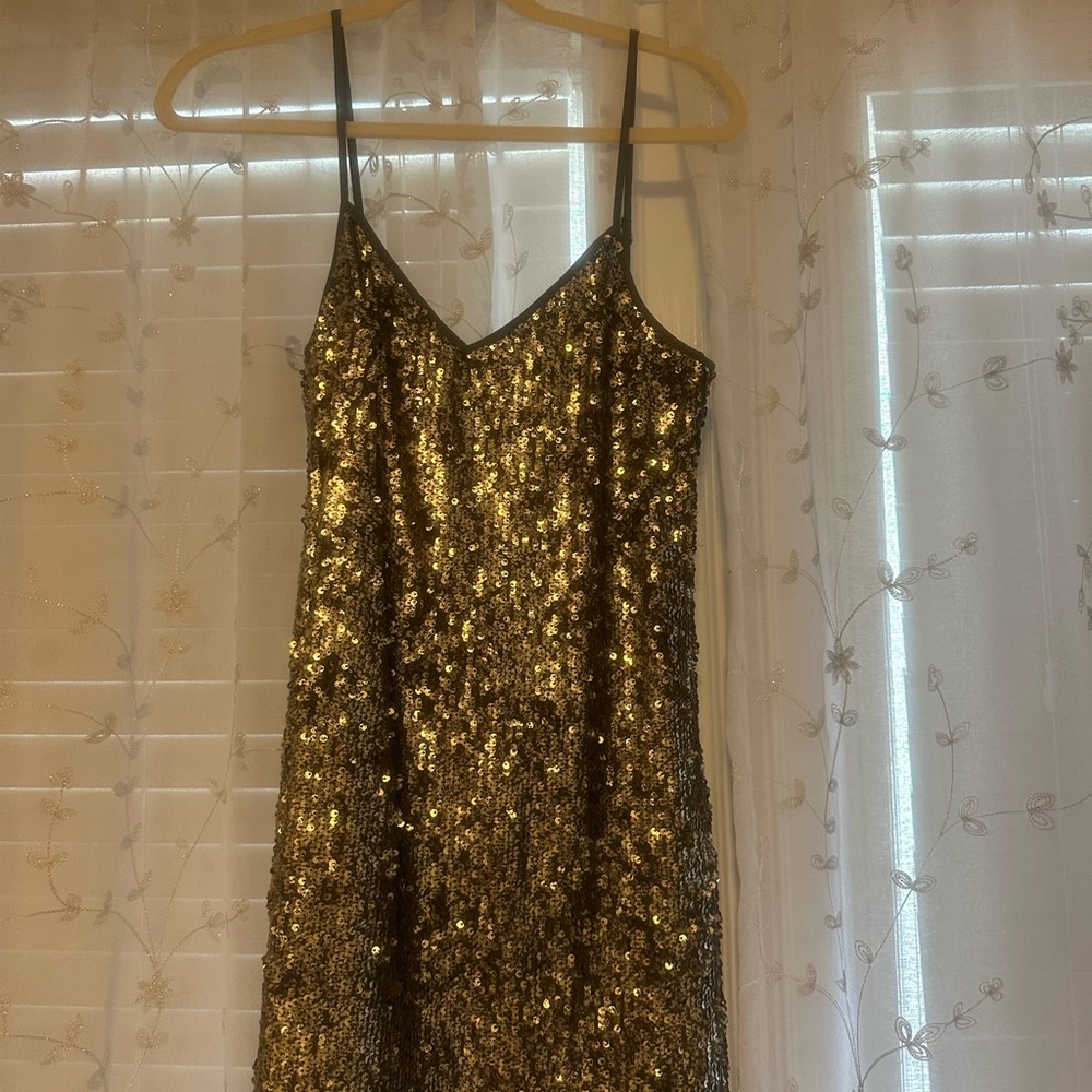Abercrombie & Fitch Gold Sequin Slip Dress